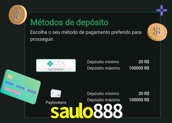 O cassino saulo888 oferece uma grande variedade de métodos de pagamento